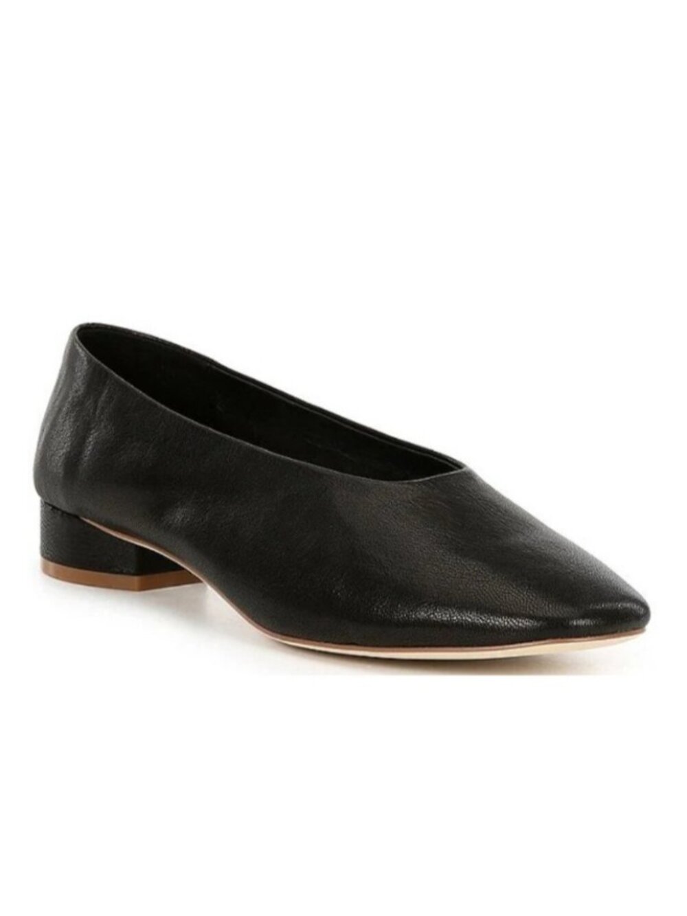 Jeffrey Campbell Black Genuine Leather Square Toe Ballet Flats Low Heel 6.5